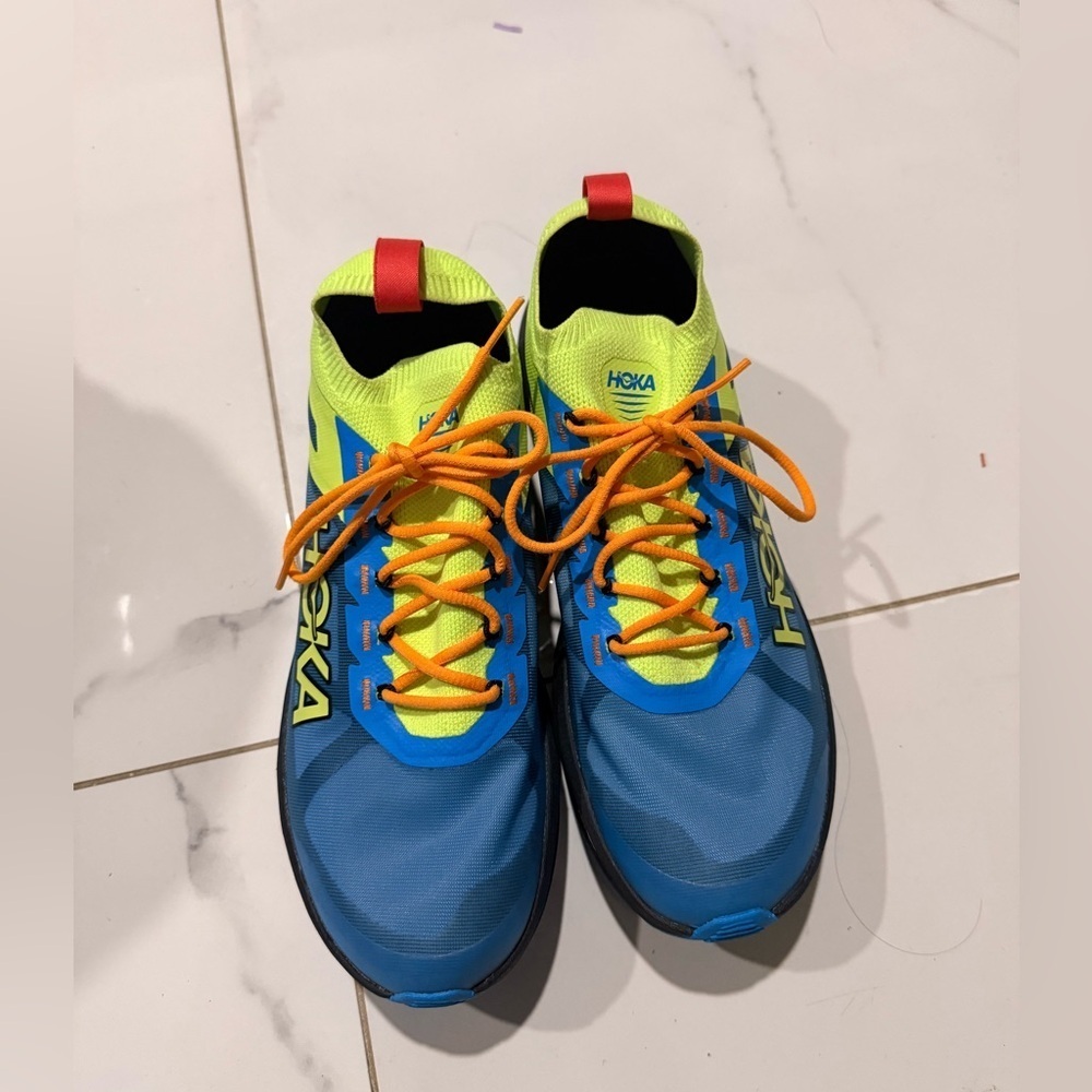 Hoka Kids Blue and Yellow Running Shoes Size 8.5